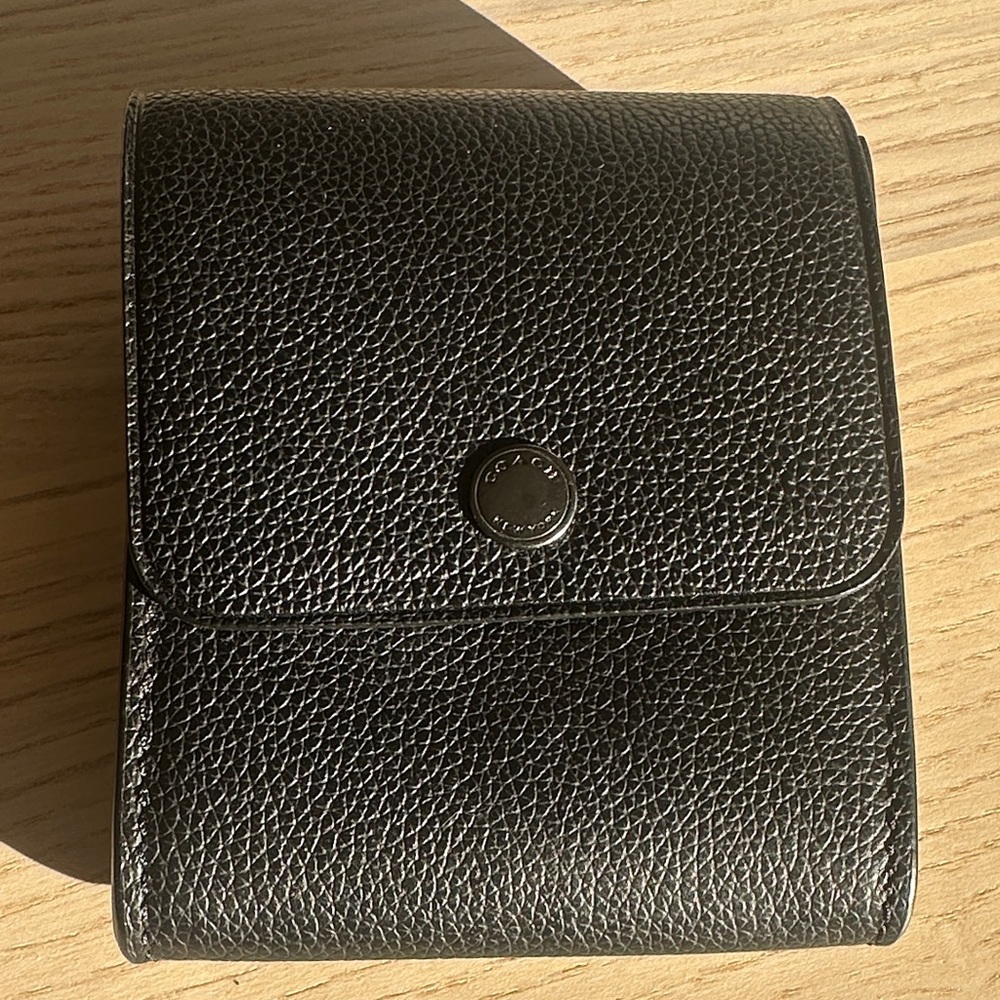 NWOT Coach Black Leather Grooming Kit with Stainless Steel Nail Accessories